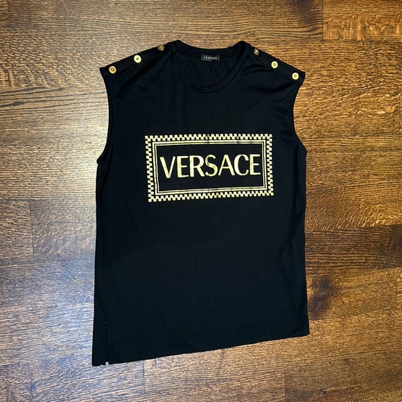 Versace black and gold sleeveless T-shirt - Picture 1 of 5